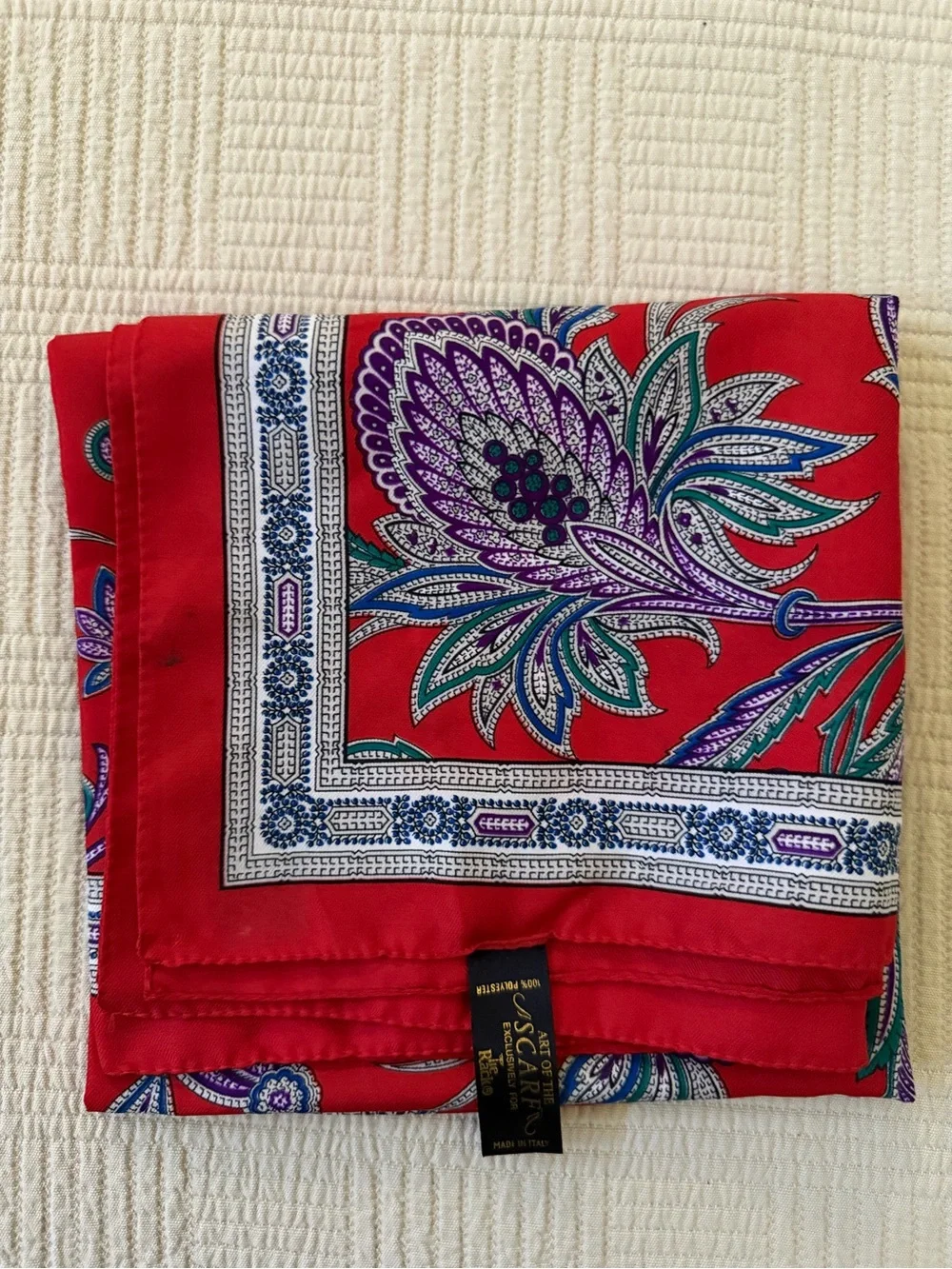Silk Floral Red Scarf by